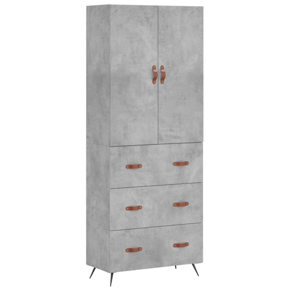 Vidaxl Black,Grey (Concrete Grey, 3 Drawers) Highboard Sideboard Storage Cabinet Side Cabinet Black Engineered Wood