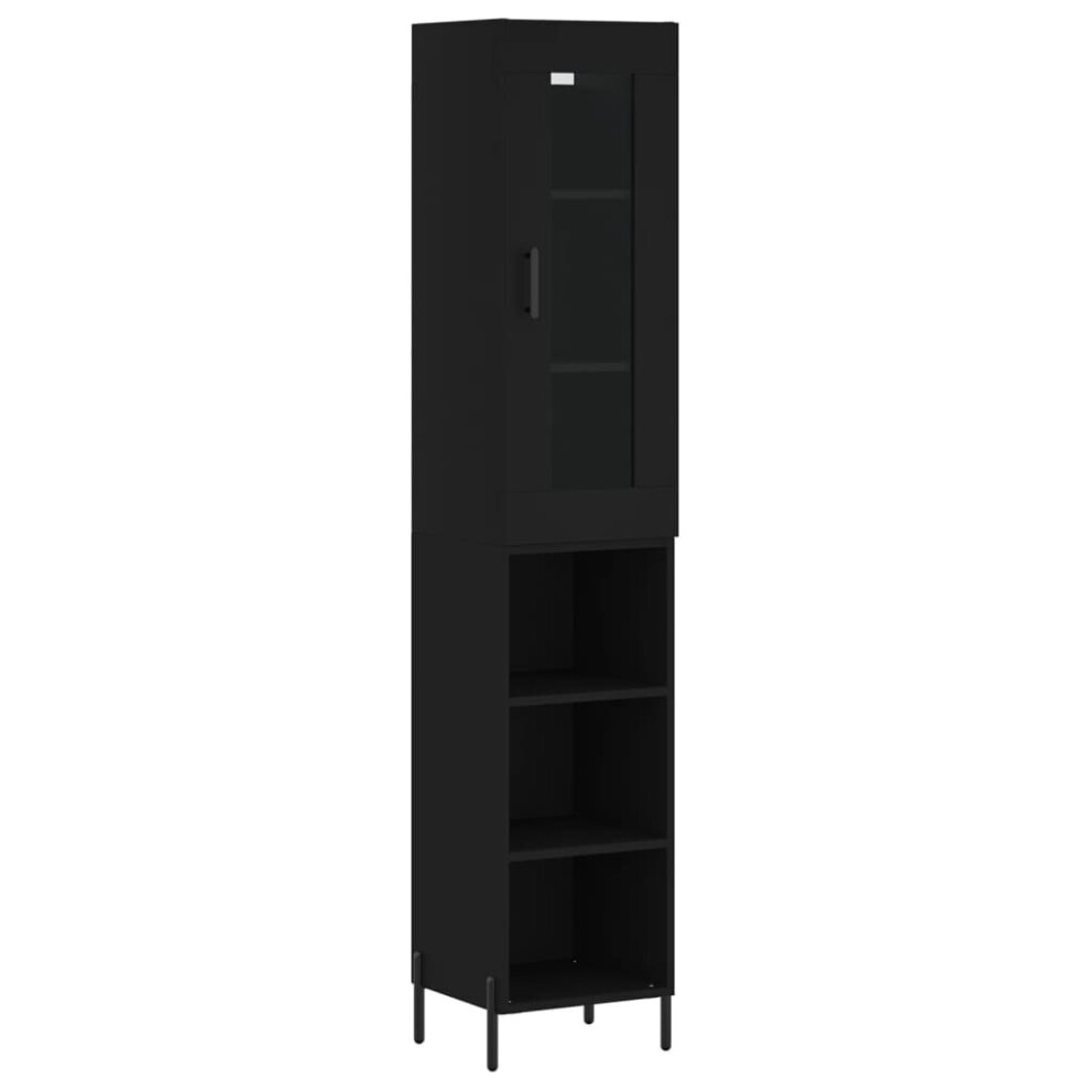 (black, 3 shelves) vidaXL Highboard Sideboard Tall Storage Cabinet Side Cabinet Engineered Wood