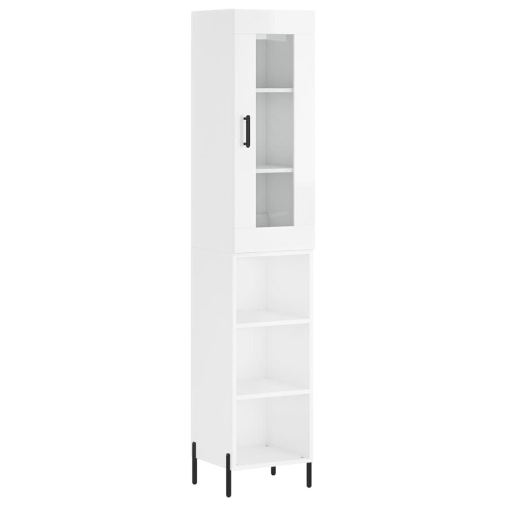 (high gloss white, 3 shelves) vidaXL Highboard Sideboard Tall Storage Cabinet Side Cabinet Engineered Wood