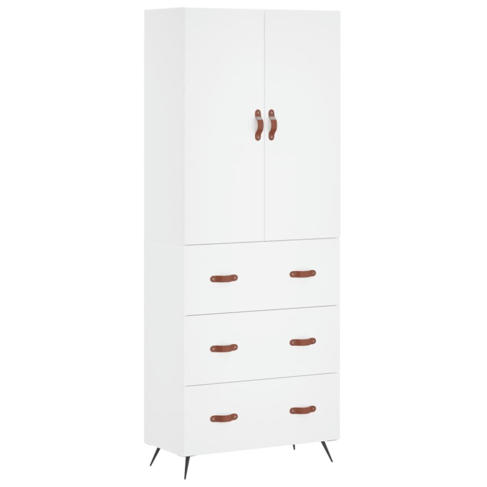 Vidaxl (White, 3 Drawers) Highboard Sideboard Storage Cabinet Side Cabinet Black Engineered Wood