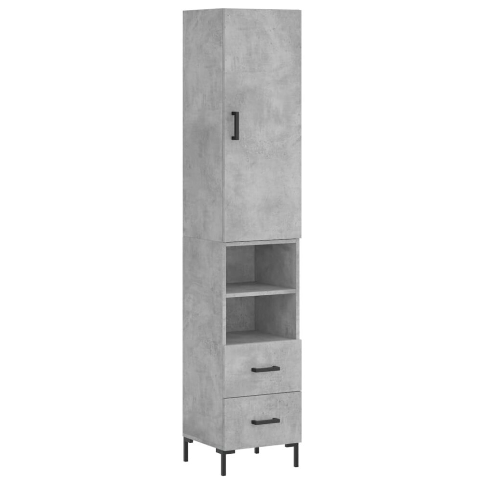 (concrete grey, 2 drawers 2 shelves) vidaXL Highboard Sideboard Tall Storage Cabinet Side Cabinet Engineered Wood