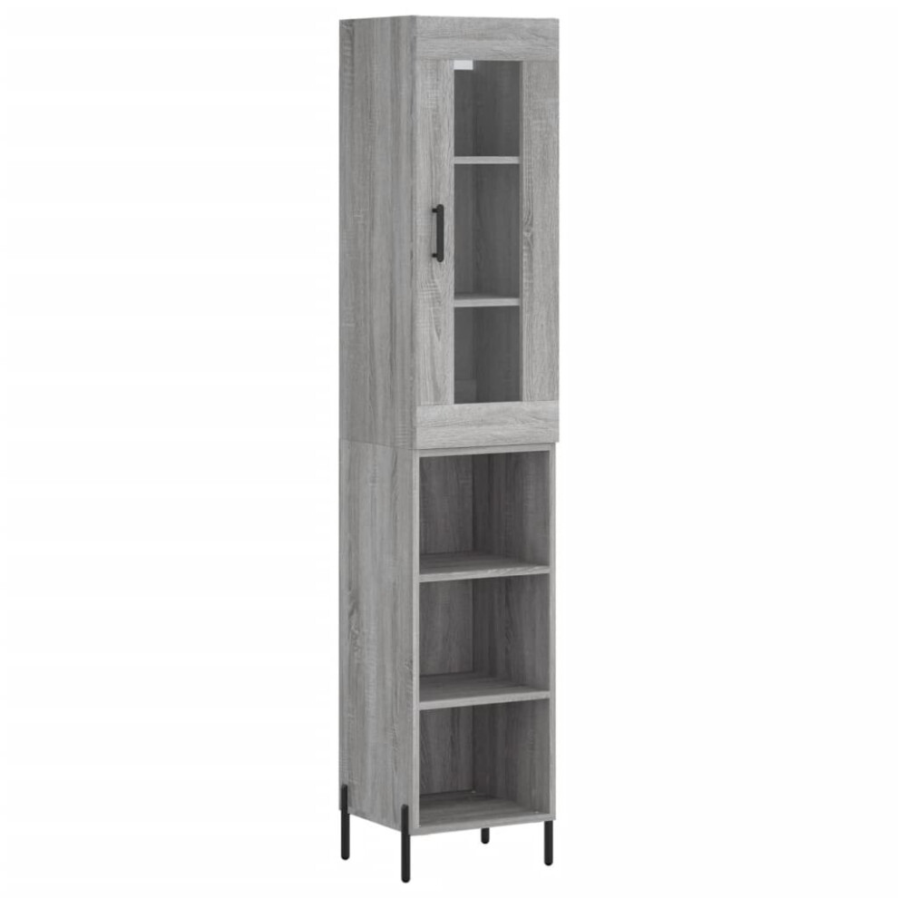 Vidaxl (Grey Sonoma, 3 Shelves) Highboard Sideboard Tall Storage Cabinet Side Cabinet Engineered Wood