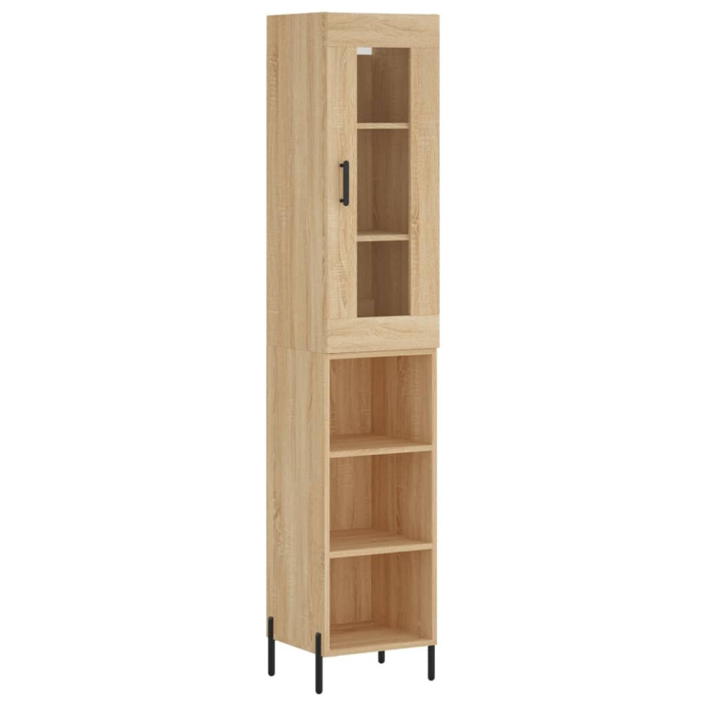 Vidaxl (Sonoma Oak, Shelves) Highboard Sideboard Tall Storage Cabinet Side Cabinet Engineered Wood Size 3