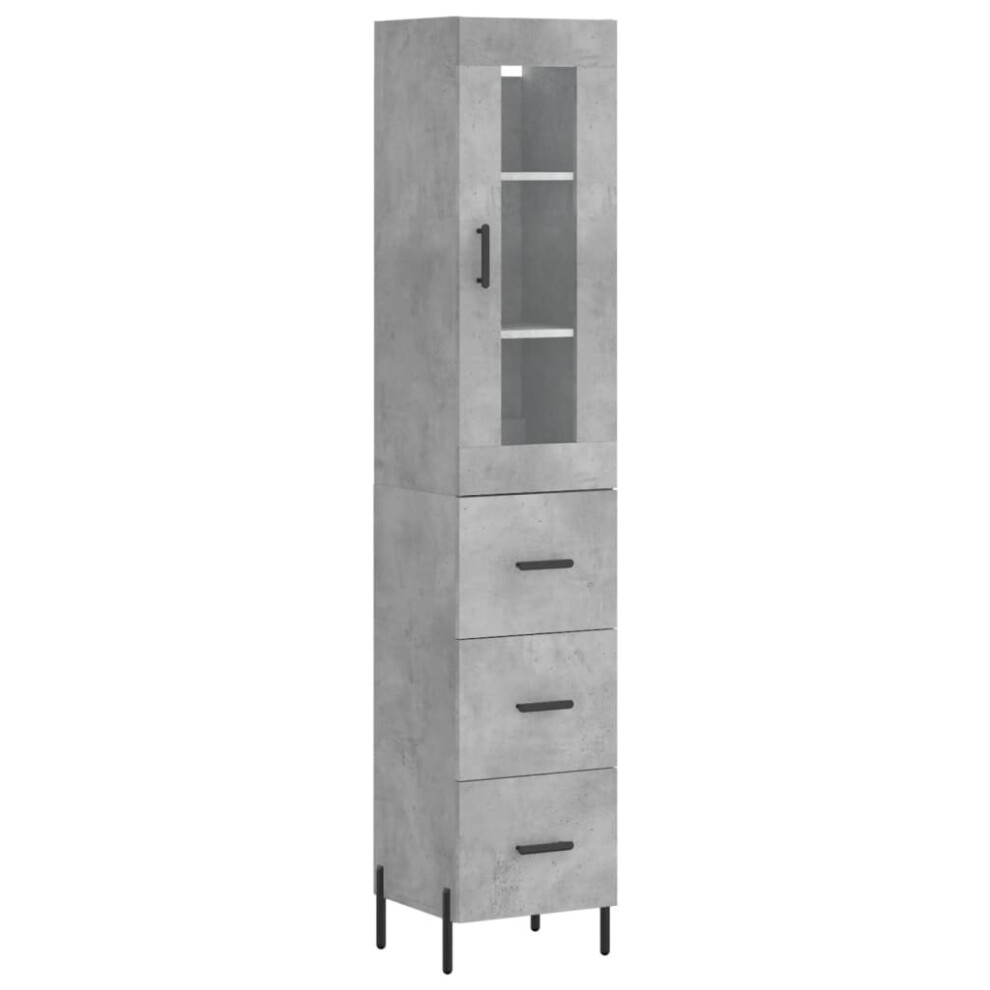 Vidaxl (Concrete Grey, 3 Drawers) Highboard Sideboard Tall Storage Cabinet Side Cabinet Engineered Wood
