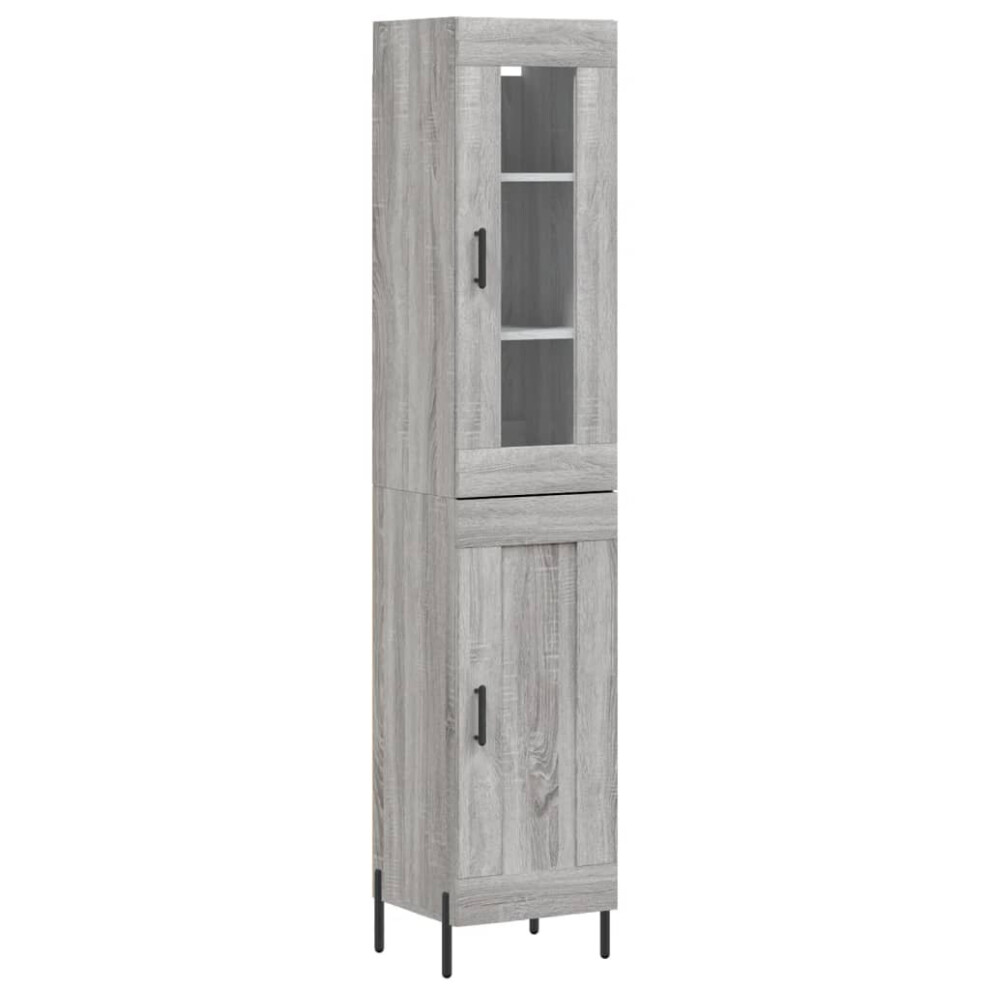 Vidaxl (Grey Sonoma, 1 Wood Door) Highboard Sideboard Tall Storage Cabinet Side Cabinet Engineered Wood