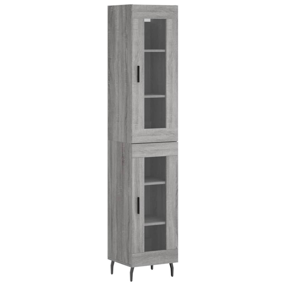 Vidaxl (Grey Sonoma, 1 Glass Door) Highboard Sideboard Cupboard Side Board Storage Cabinet Engineered Wood