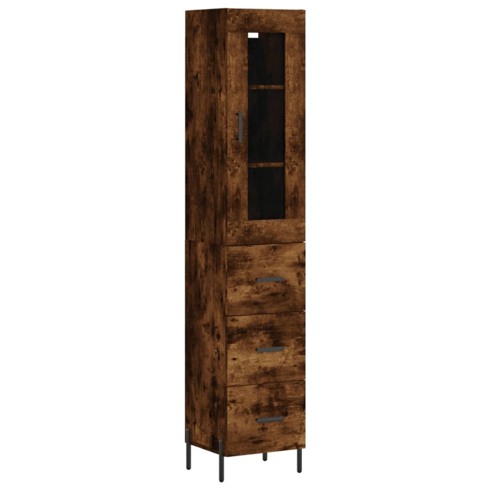 Vidaxl (Smoked Oak, 3 Drawers) Highboard Sideboard Tall Storage Cabinet Side Cabinet Engineered Wood