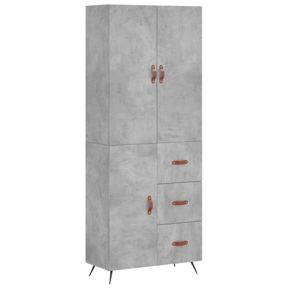 Vidaxl (Concrete Grey, 1 Door 3 Drawers) Highboard Sideboard Storage Cabinet Side Cabinet Black Engineered Wood