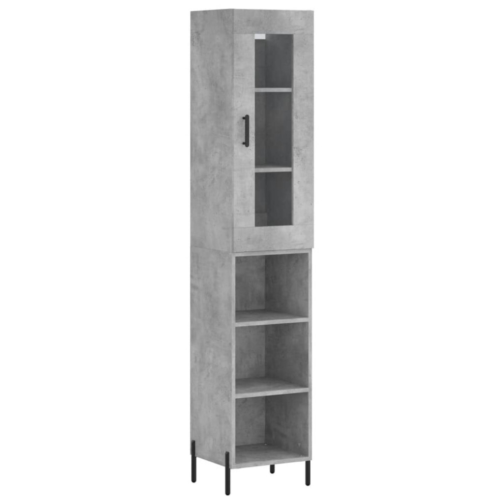 Vidaxl (Concrete Grey, 3 Shelves) Highboard Sideboard Tall Storage Cabinet Side Cabinet Engineered Wood