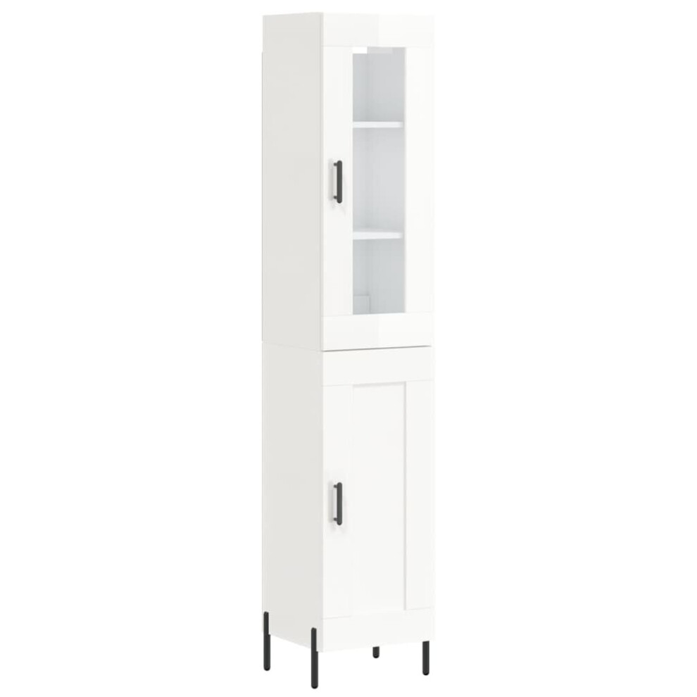 (high gloss white, 1 wood door) vidaXL Highboard Sideboard Tall Storage Cabinet Side Cabinet Engineered Wood