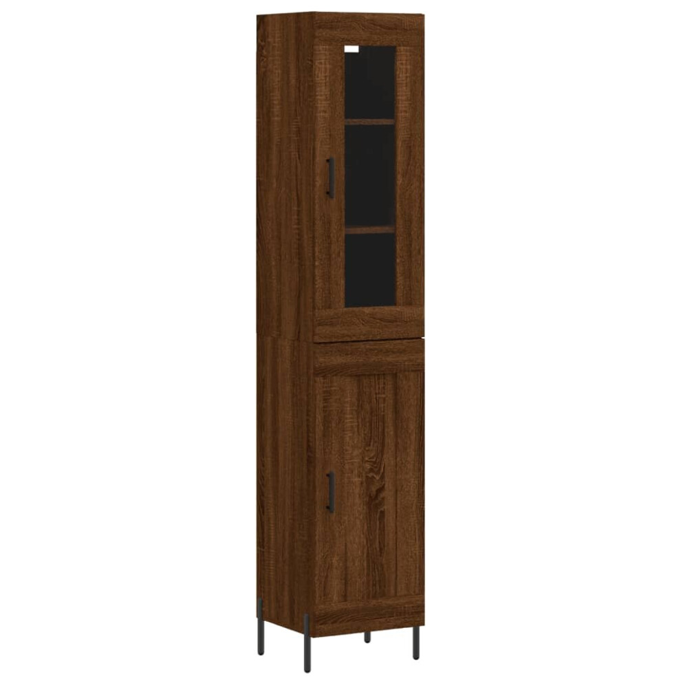 (brown oak, 1 wood door) vidaXL Highboard Sideboard Tall Storage Cabinet Side Cabinet Engineered Wood