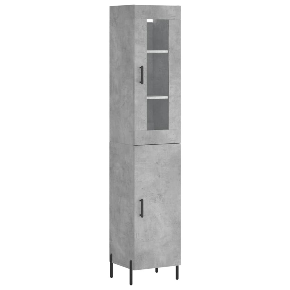 Vidaxl (Concrete Grey, 1 Door) Highboard Sideboard Tall Storage Cabinet Side Cabinet Engineered Wood