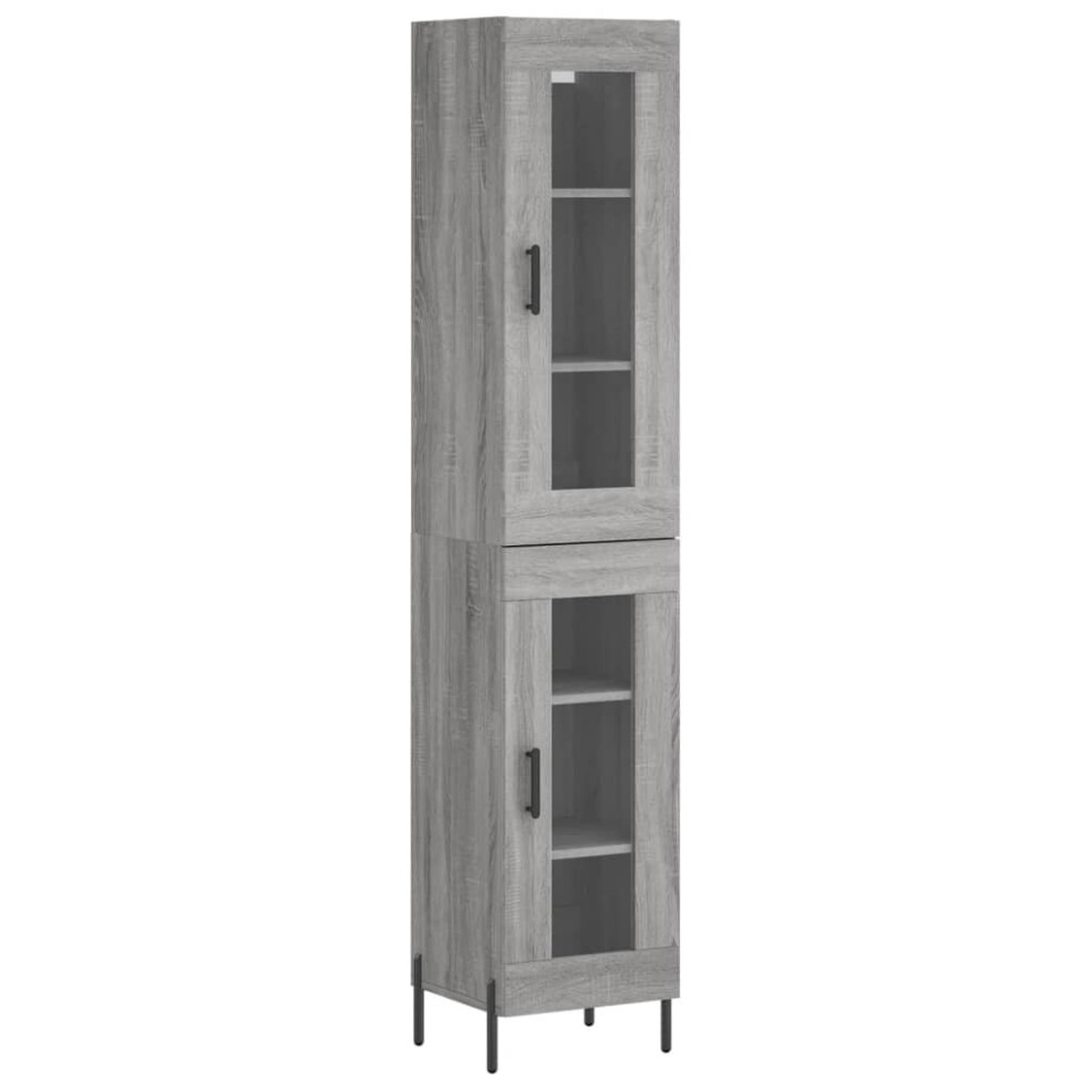 Vidaxl (Grey Sonoma, 1 Glass Door) Highboard Sideboard Tall Storage Cabinet Side Cabinet Engineered Wood