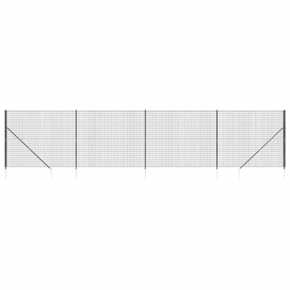 (anthracite, 1.6 x 10 m) vidaXL Wire Mesh Fence Outdoor Garden Wire Fencing Mesh with Spike Anchors