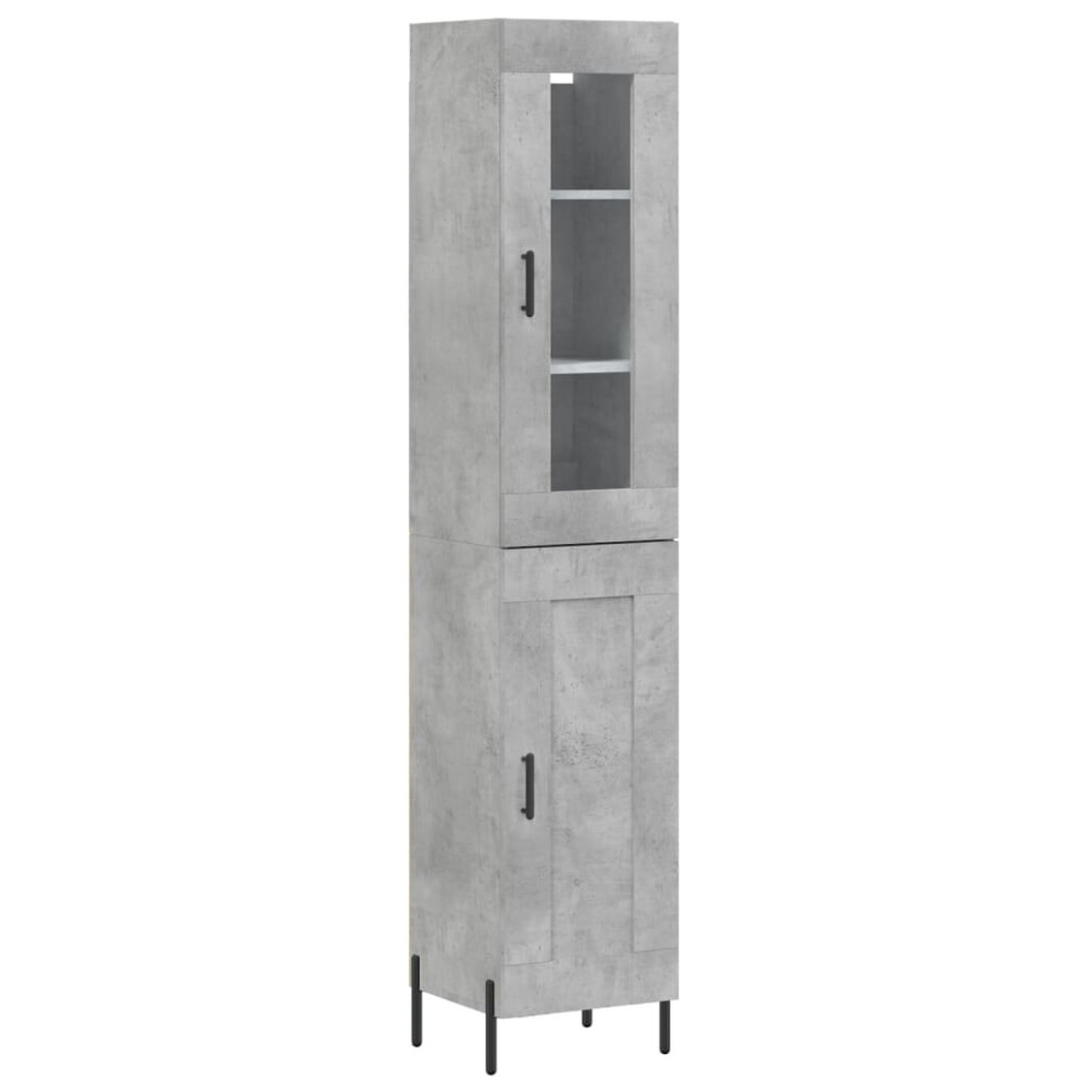 Vidaxl (Concrete 1 Wood Door) Highboard Sideboard Tall Storage Cabinet Side Cabinet Engineered Wood Grey