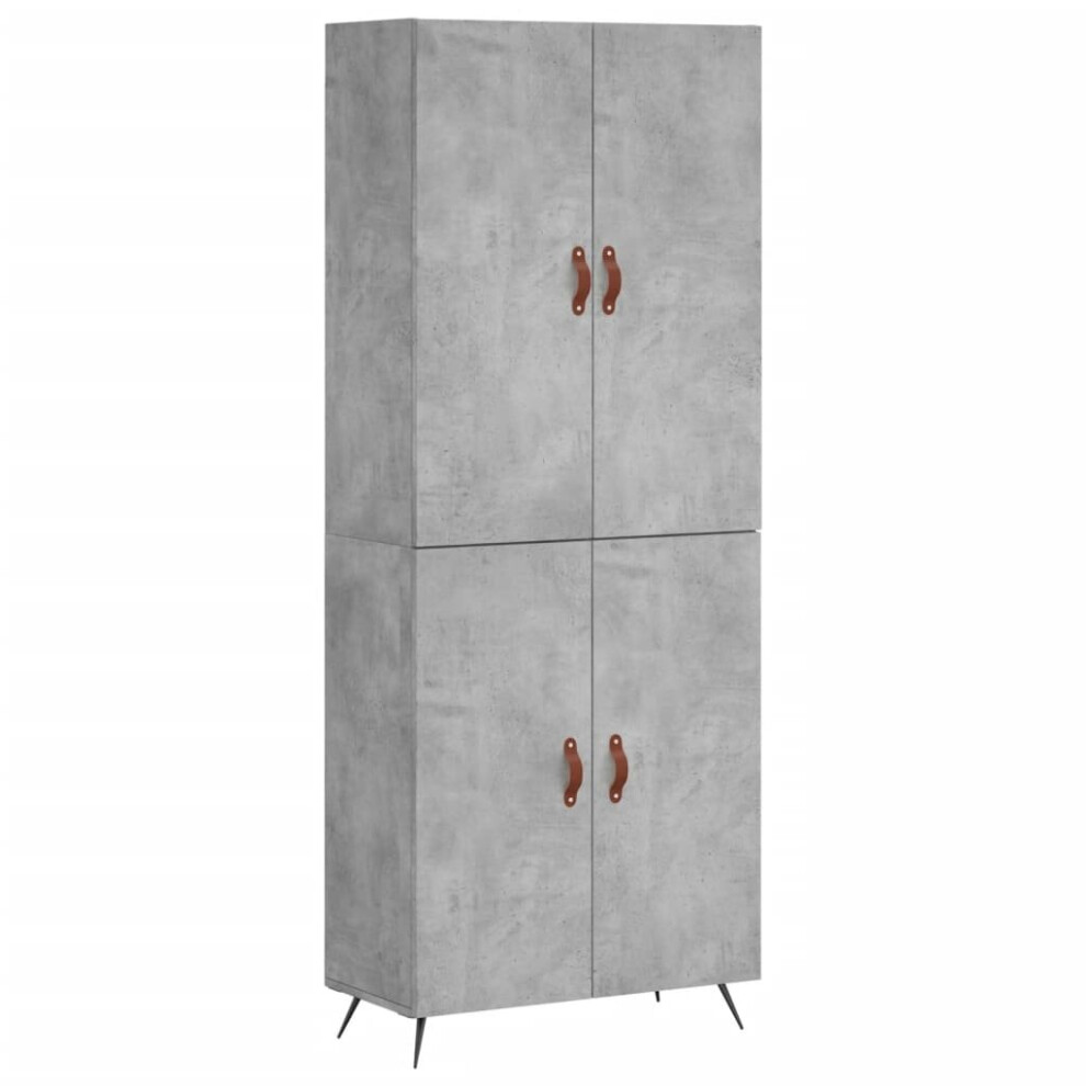 Vidaxl (Concrete Grey, 2 Doors) Highboard Sideboard Storage Cabinet Side Cabinet Black Engineered Wood