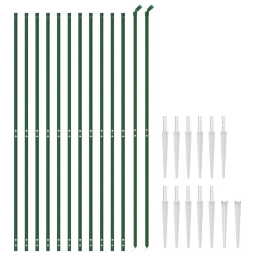 VidaXL vidaXL Maschendrahtzaun mit Bodenhülsen Grün 1,6x25 m 2