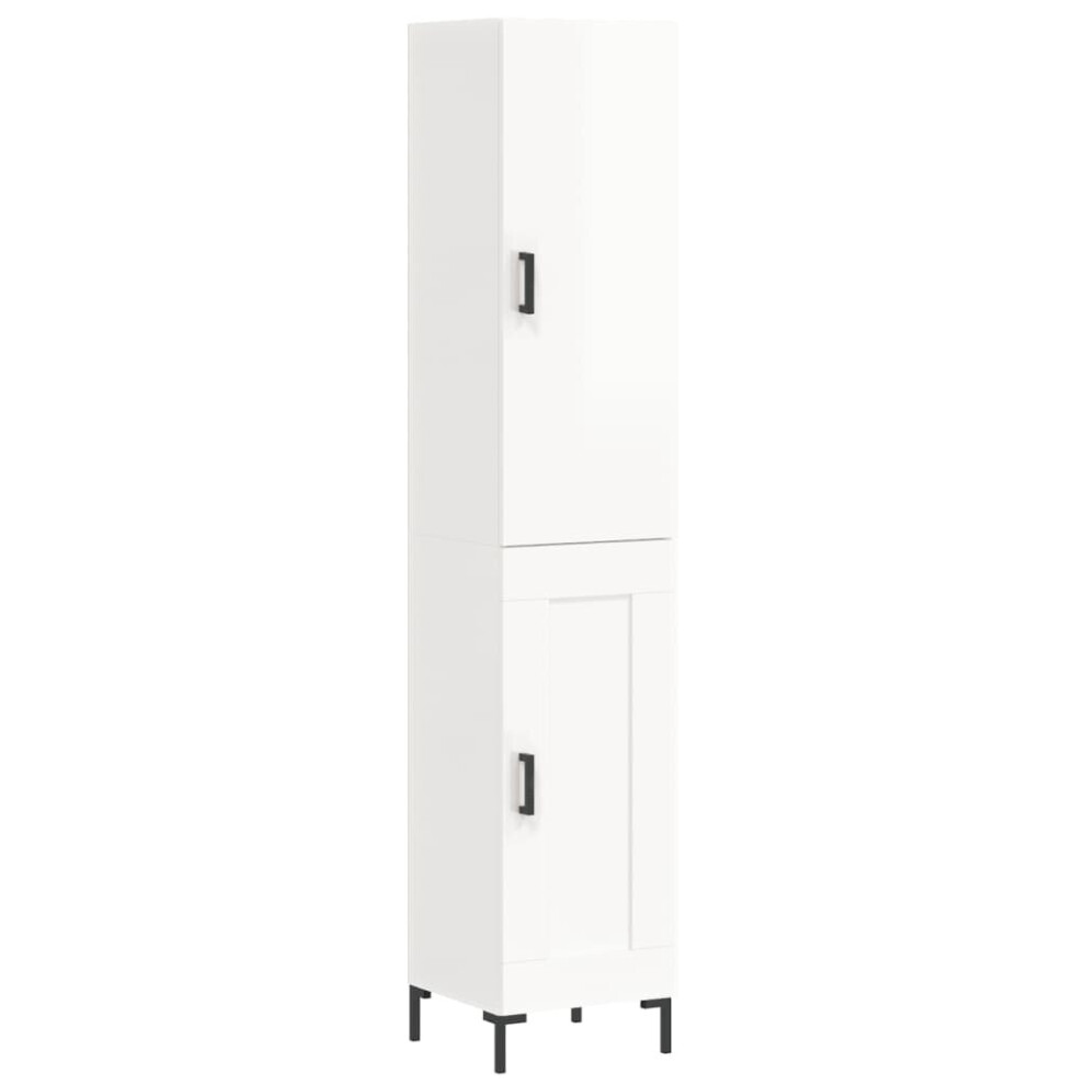 (high gloss white, 1 wood door) vidaXL Highboard Sideboard Tall Storage Cabinet Side Cabinet Engineered Wood