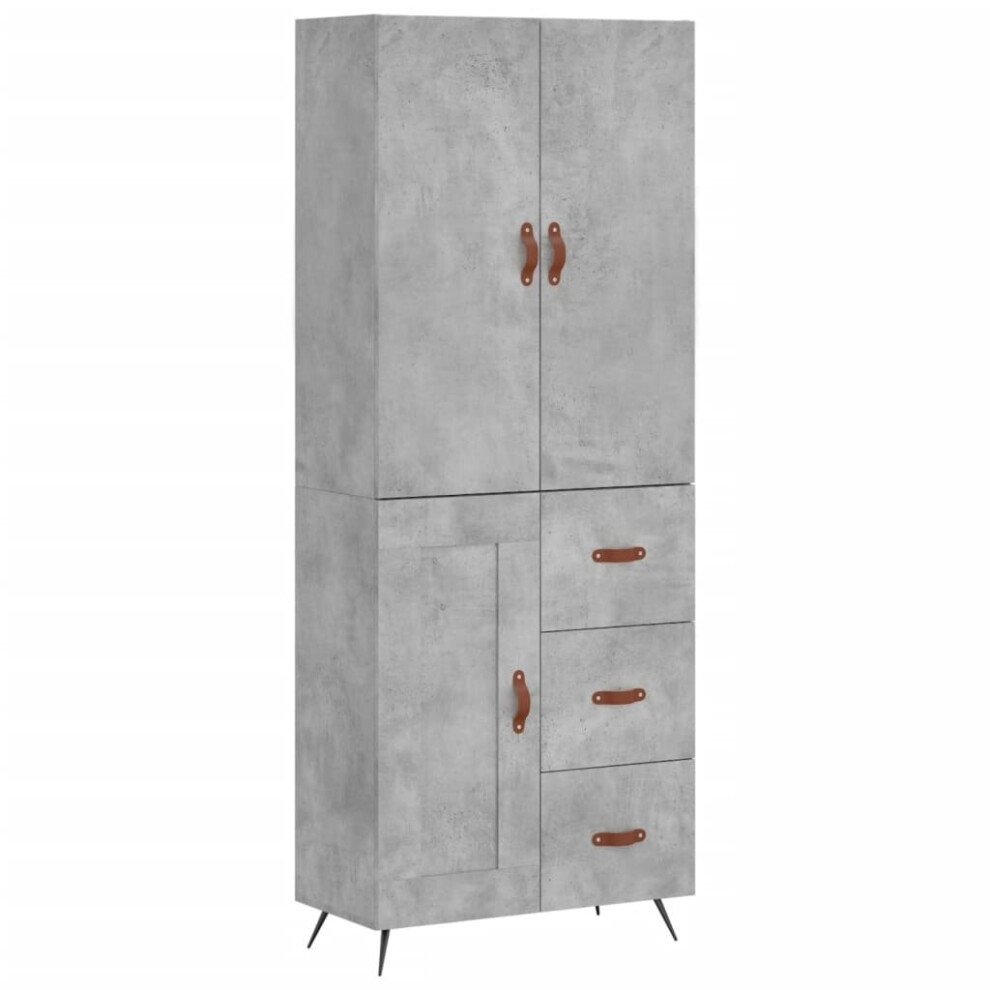 (concrete grey, 1 Wood Door 3 drawers) vidaXL Highboard Sideboard Storage Cabinet Side Cabinet Black Engineered Wood