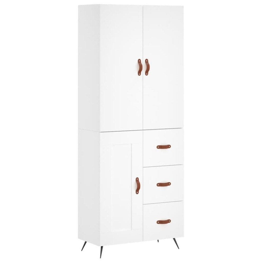 Vidaxl (White, 1 Wood Door 3 Drawers) Highboard Sideboard Storage Cabinet Side Cabinet Black Engineered Wood
