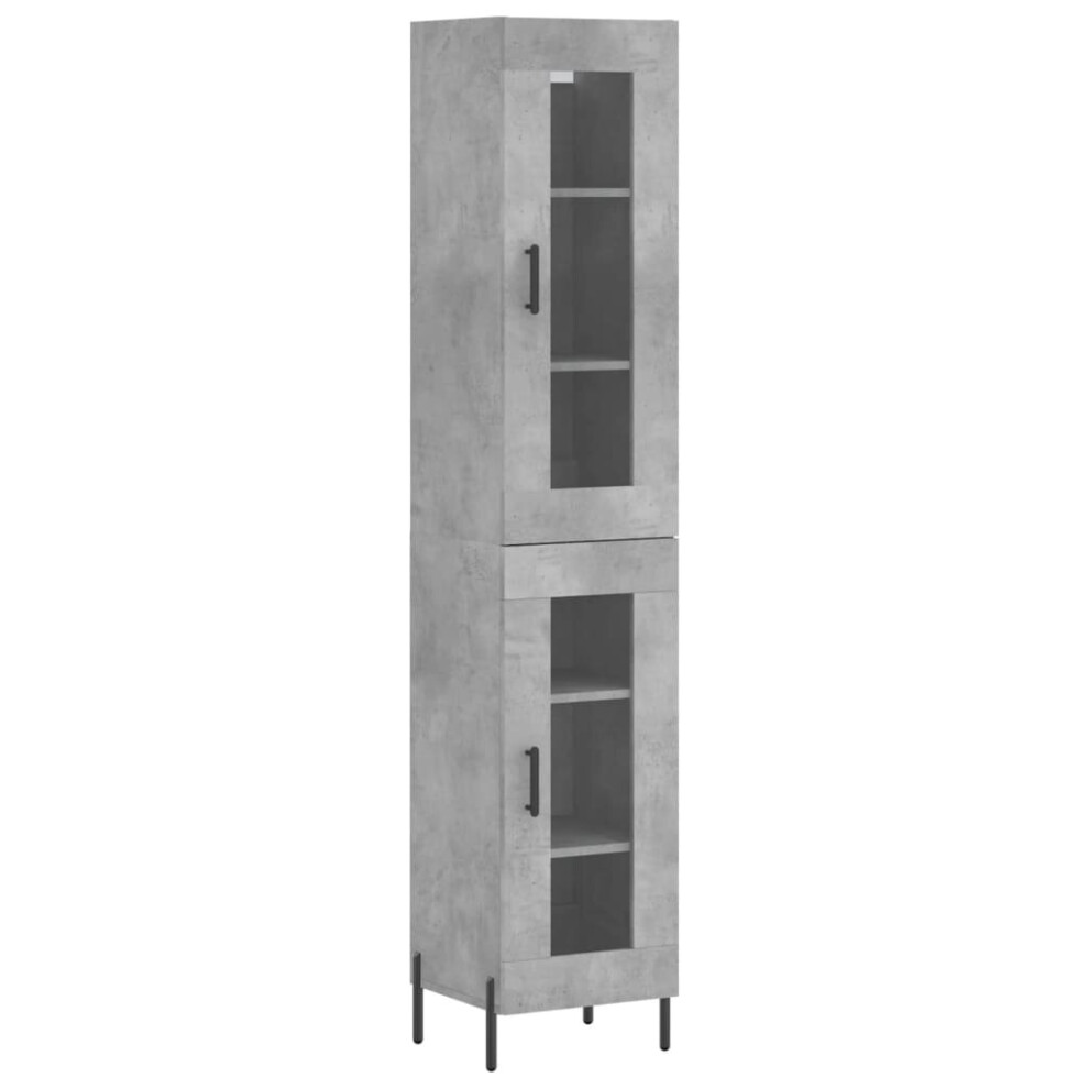 Vidaxl (Concrete Grey, 1 Glass Door) Highboard Sideboard Tall Storage Cabinet Side Cabinet Engineered Wood