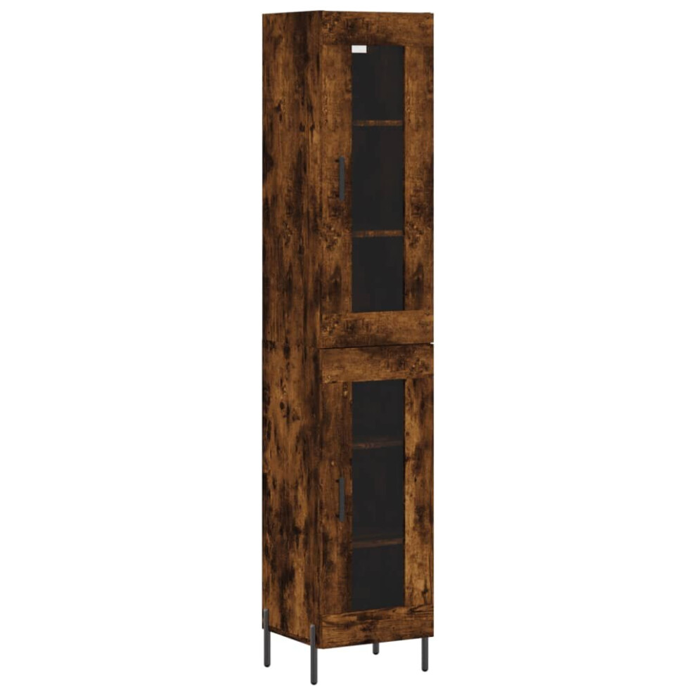 (smoked oak, 1 glass door) vidaXL Highboard Sideboard Tall Storage Cabinet Side Cabinet Engineered Wood