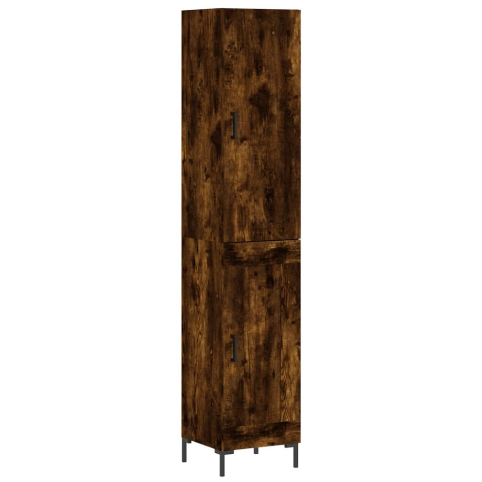 (smoked oak, 1 wood door) vidaXL Highboard Sideboard Tall Storage Cabinet Side Cabinet Engineered Wood