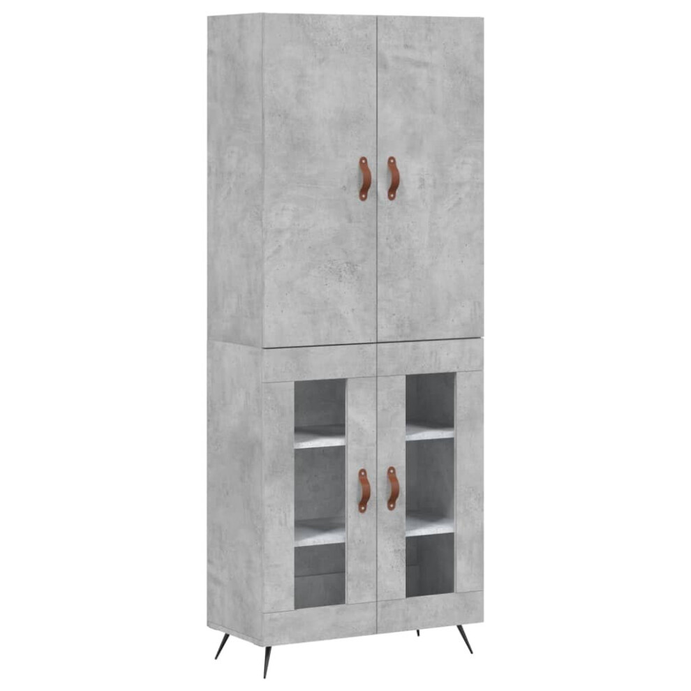 Vidaxl (Concrete Grey, 2 Glass Doors) Highboard Sideboard Storage Cabinet Side Cabinet Black Engineered Wood