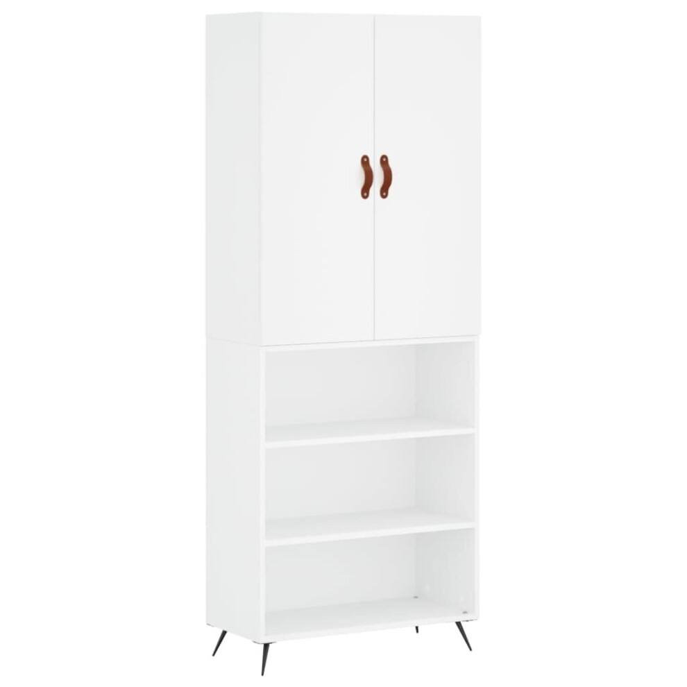 Vidaxl (White, 3 Shelves) Highboard Sideboard Storage Cabinet Side Cabinet Black Engineered Wood