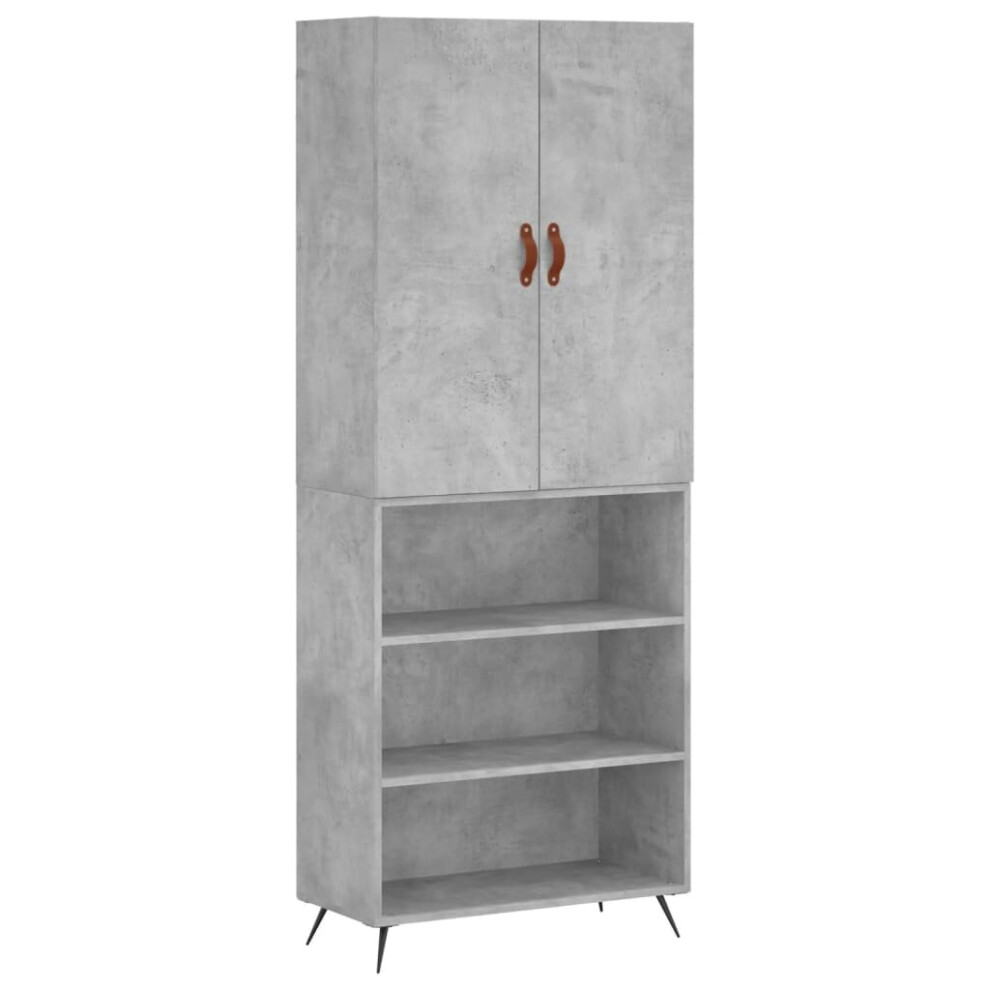 Vidaxl (Concrete Grey, 3 Shelves) Highboard Sideboard Storage Cabinet Side Cabinet Black Engineered Wood