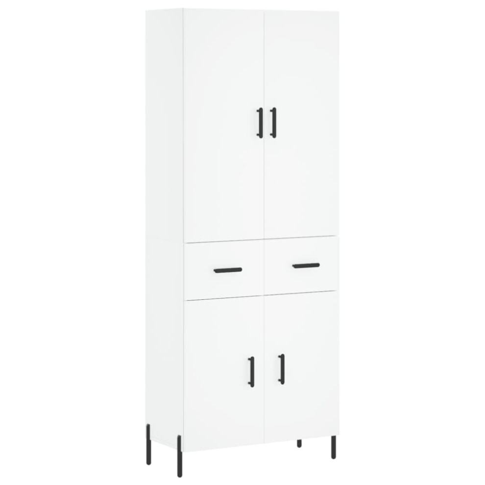 Vidaxl (White, 2 Doors 2 Drawers) Highboard Sideboard Storage Cabinet Side Cabinet White Engineered Wood