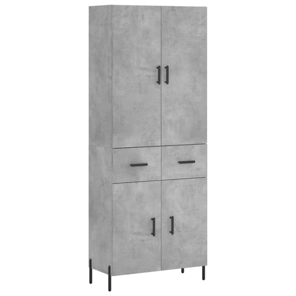 Vidaxl (Concrete Grey, 2 Doors 2 Drawers) Highboard Sideboard Storage Cabinet Side Cabinet White Engineered Wood