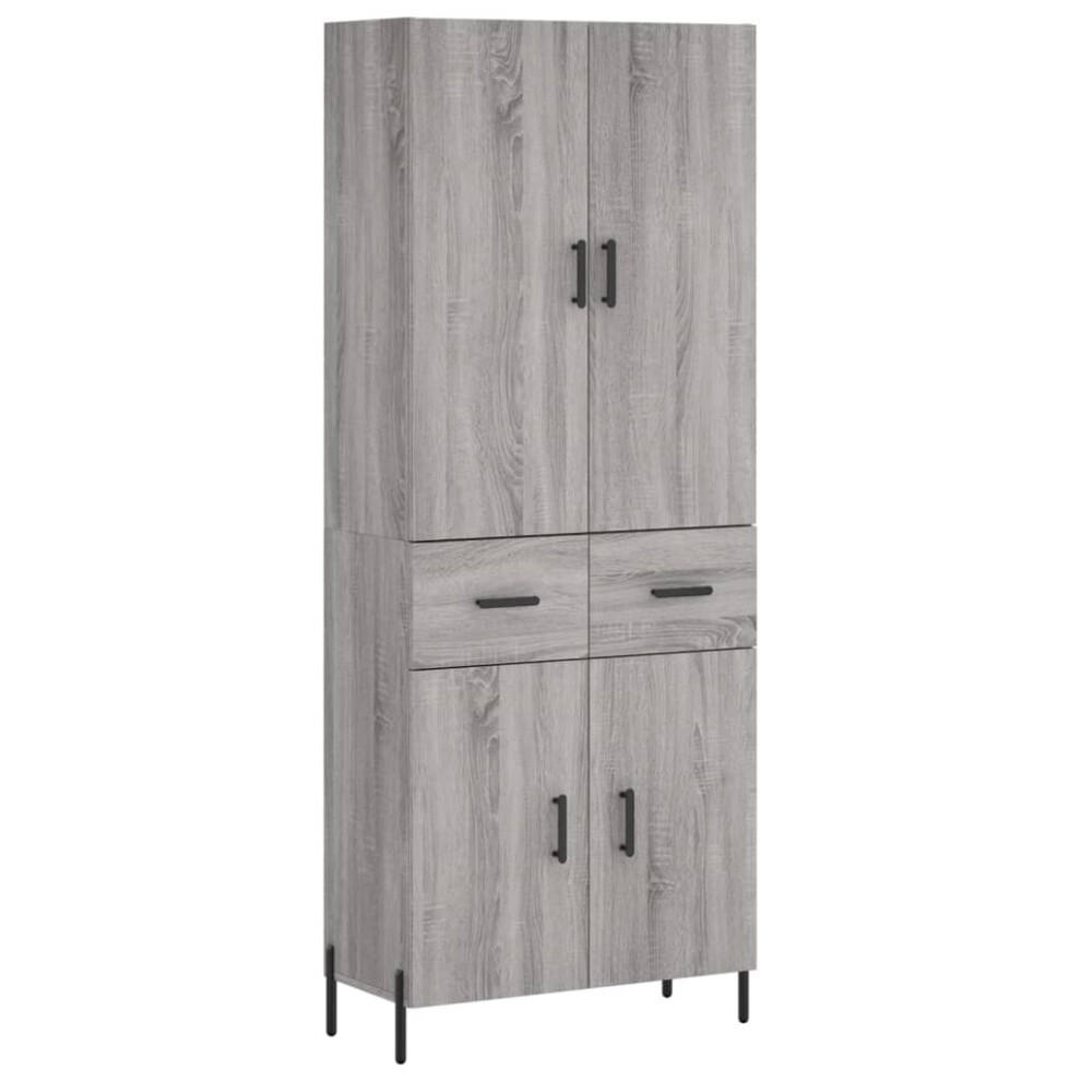 Vidaxl (Grey Sonoma, 2 Doors 2 Drawers) Highboard Sideboard Storage Cabinet Side Cabinet White Engineered Wood