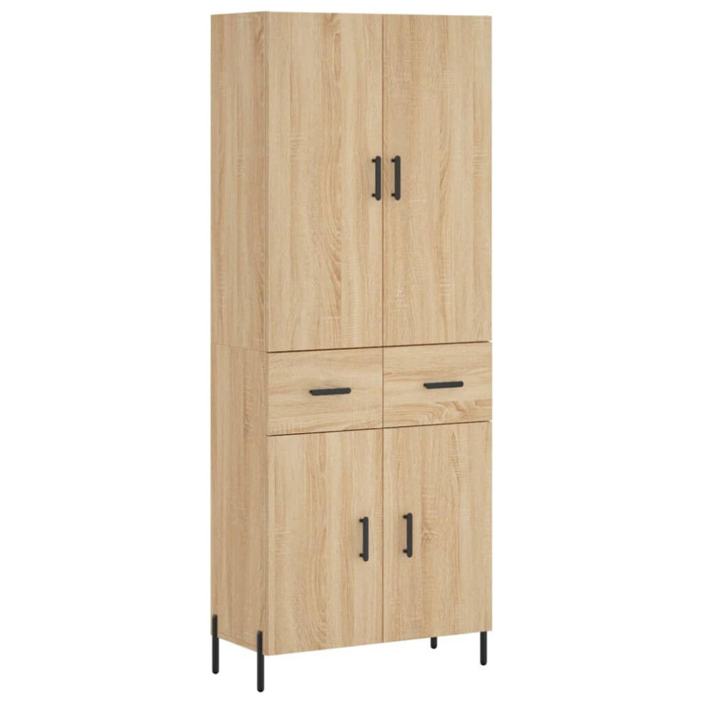 Vidaxl (Sonoma Oak, 2 Doors 2 Drawers) Highboard Sideboard Storage Cabinet Side Cabinet White Engineered Wood