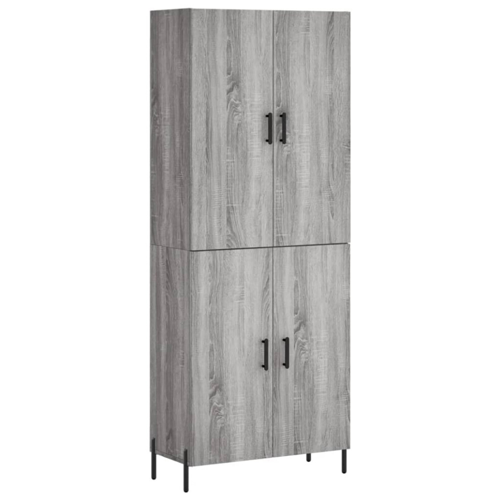 Vidaxl (Grey Sonoma, 2 Doors) Highboard Sideboard Storage Cabinet Side Cabinet White Engineered Wood