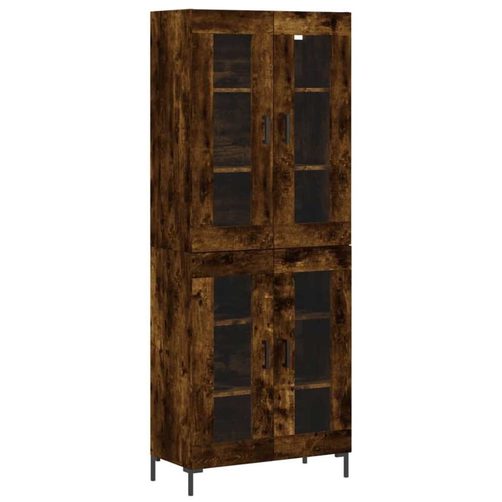 (smoked oak, 2 Glass doors) vidaXL Highboard Sideboard Tall Storage Cabinet Side Cabinet Engineered Wood