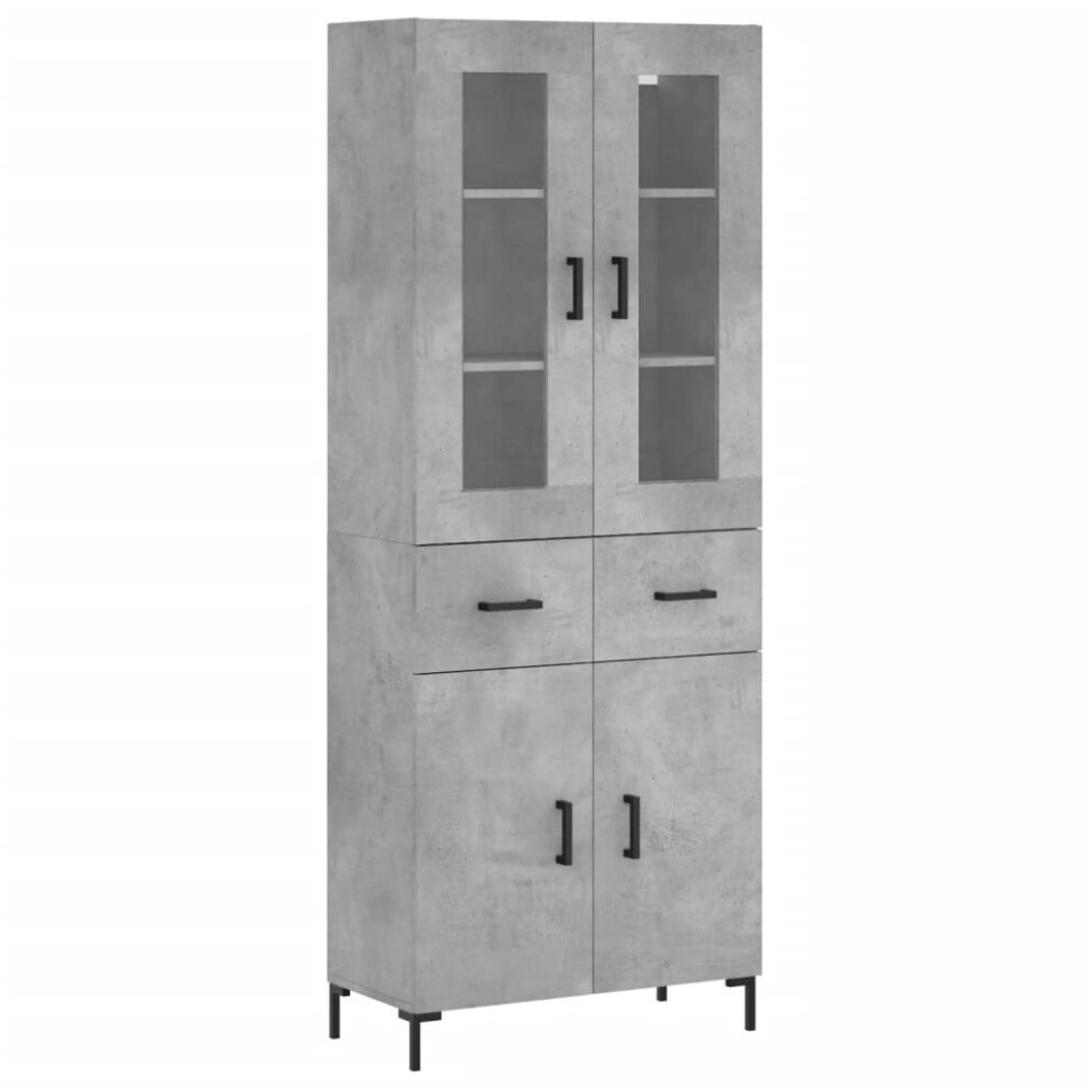 Vidaxl (Concrete Grey, 2 Doors 2 Drawers) Highboard Sideboard Tall Storage Cabinet Side Cabinet Engineered Wood
