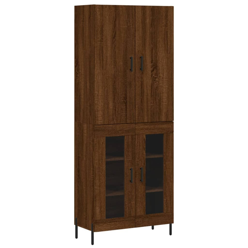 (brown oak, 2 glass doors) vidaXL Highboard Sideboard Storage Cabinet Side Cabinet White Engineered Wood