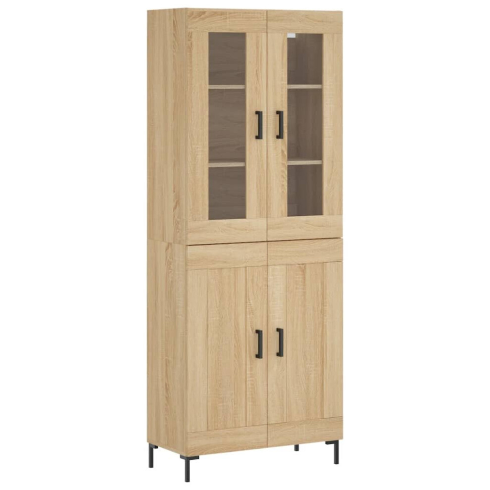 Vidaxl (Sonoma Oak, 2 Wood Doors) Highboard Sideboard Tall Storage Cabinet Side Cabinet Engineered Wood