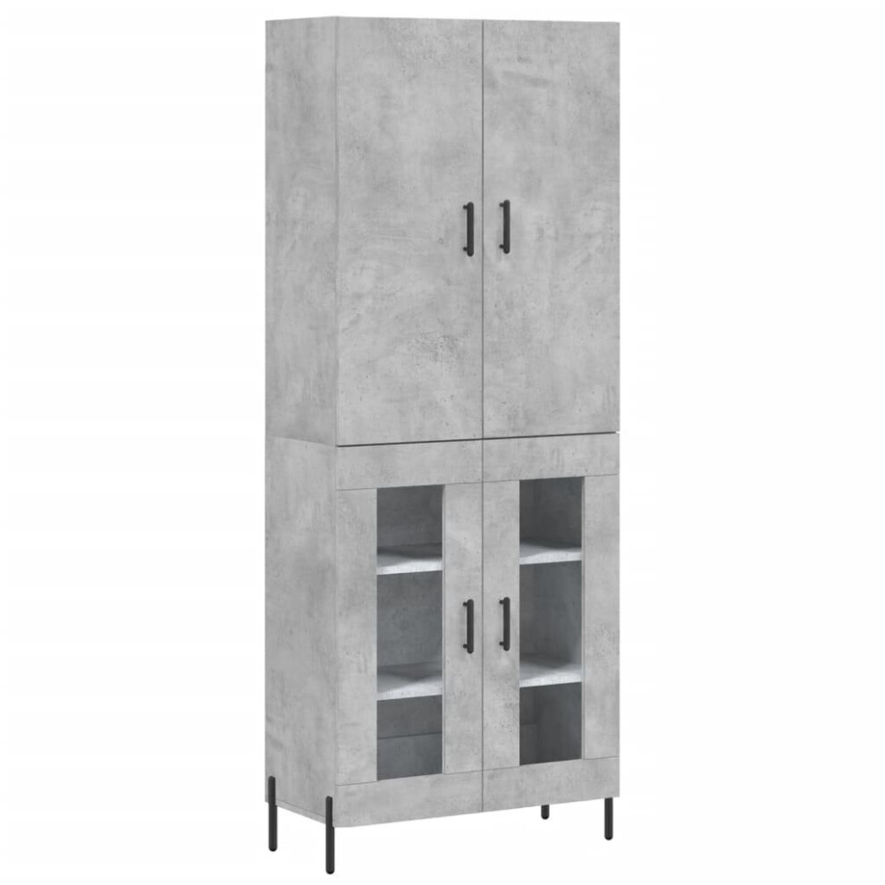 (concrete grey, 2 glass doors) vidaXL Highboard Sideboard Storage Cabinet Side Cabinet White Engineered Wood