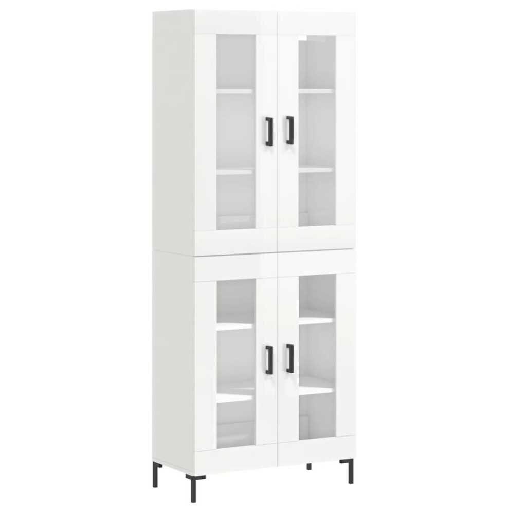 (high gloss white, 2 glass doors) vidaXL Highboard Sideboard Tall Storage Cabinet Side Cabinet Engineered Wood