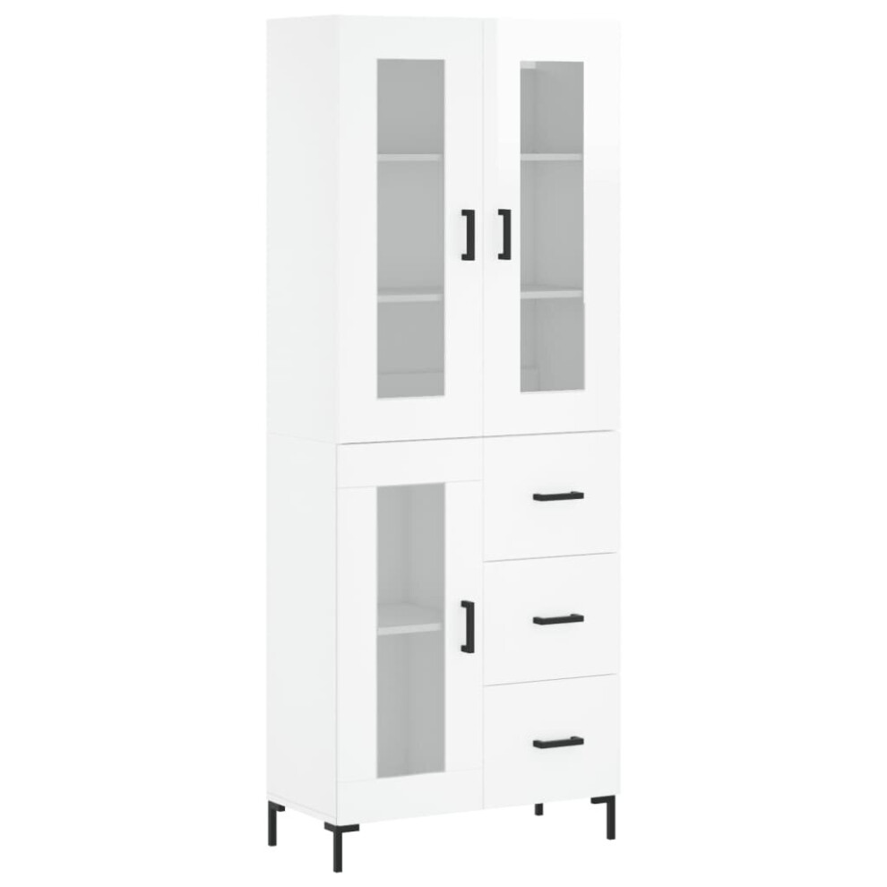 (high gloss white, 1 glass door 3 drawers) vidaXL Highboard Sideboard Tall Storage Cabinet Side Cabinet Engineered Wood