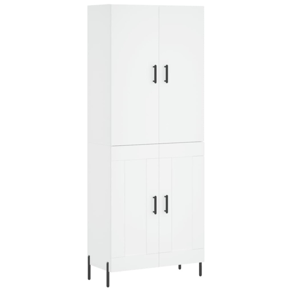 Vidaxl (White, 2 Wood Doors) Highboard Sideboard Storage Cabinet Side Cabinet White Engineered Wood
