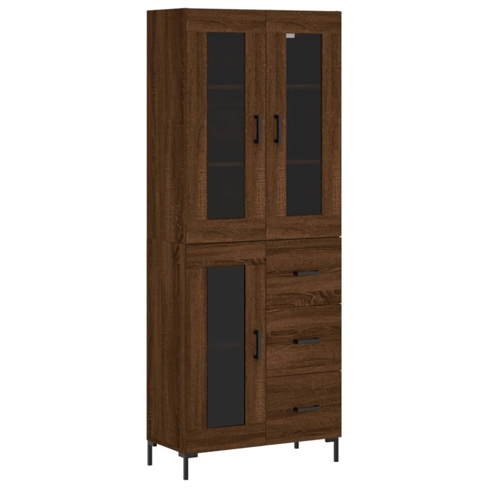 (brown oak, 1 Glass Door 3 drawers) vidaXL Highboard Sideboard Tall Storage Cabinet Side Cabinet Engineered Wood