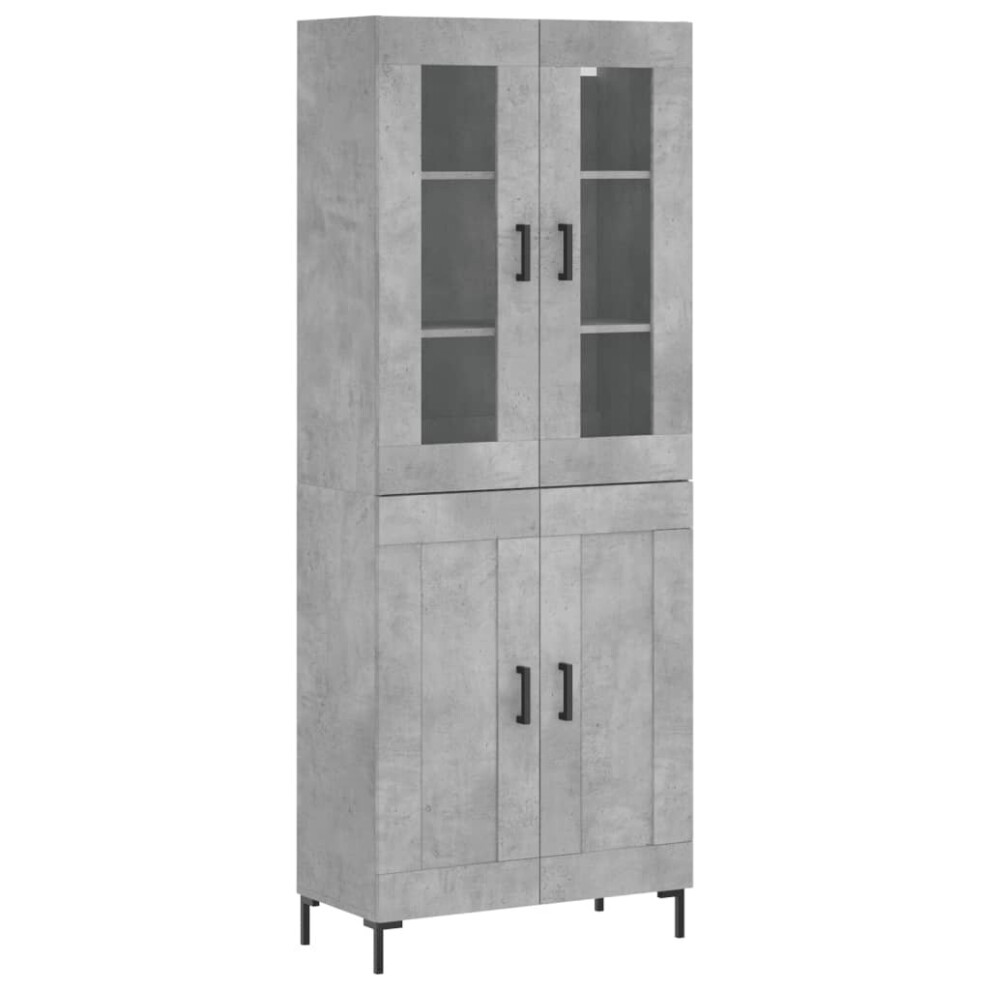 Vidaxl (Concrete Grey, 2 Wood Doors) Highboard Sideboard Tall Storage Cabinet Side Cabinet Engineered Wood