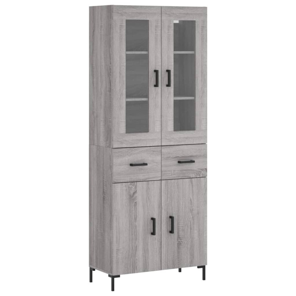 Vidaxl (Grey Sonoma, 2 Doors 2 Drawers) Highboard Sideboard Tall Storage Cabinet Side Cabinet Engineered Wood