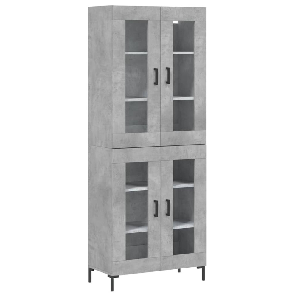 Vidaxl (Concrete Grey, 2 Glass Doors) Highboard Sideboard Tall Storage Cabinet Side Cabinet Engineered Wood