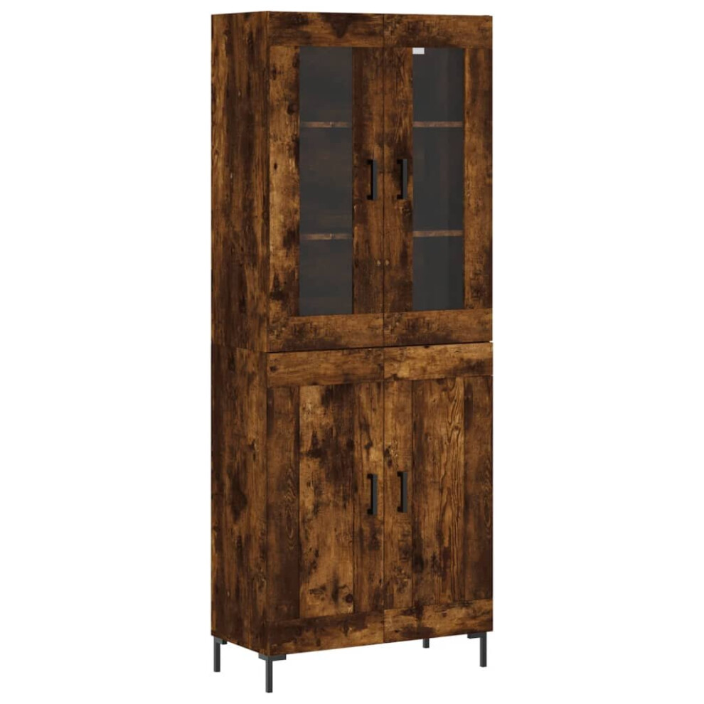 Vidaxl (Smoked Oak, 2 Wood Doors) Highboard Sideboard Tall Storage Cabinet Side Cabinet Engineered Wood