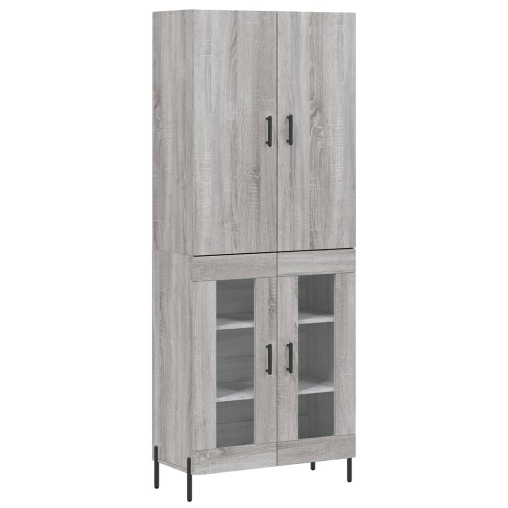 (grey sonoma, 2 glass doors) vidaXL Highboard Sideboard Storage Cabinet Side Cabinet White Engineered Wood