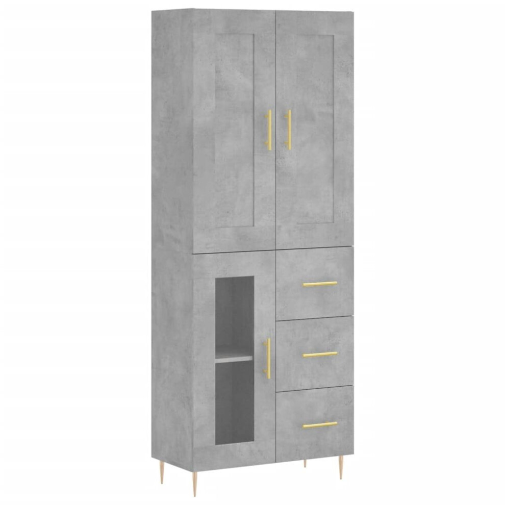 (concrete grey, 1 glass door 3 drawers) vidaXL Highboard Sideboard Tall Storage Cabinet Side Cabinet Engineered Wood